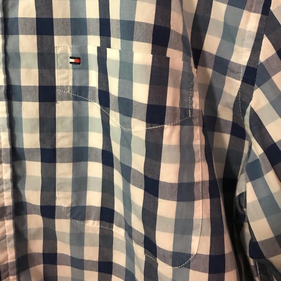 Tommy Hilfiger Blue & White Plaid LS Button Down Mens Medium M - Picture 3 of 12